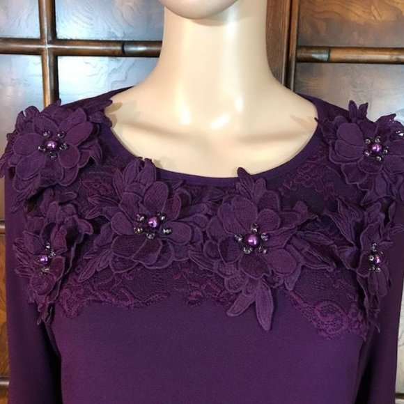 Antthony Original Violet 3D Jewel Beaded Floral Top - Picture 10 of 13
